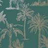 DUTCH WALLCOVERINGS Tropical Trees Wallpaper - Teal & Silver