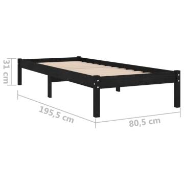 Black Solid Wood Bed Frame 75x190 cm - Modern Design