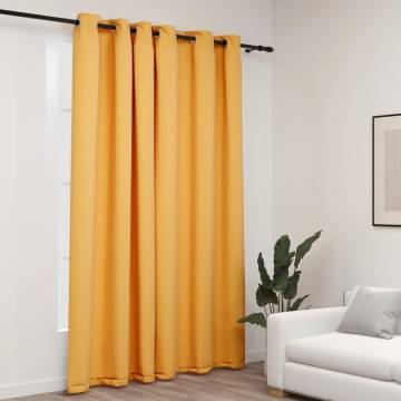 Linen-Look Blackout Curtains Yellow 290x245cm - HipoMarket