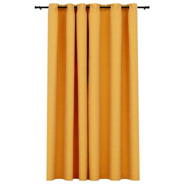 Linen-Look Blackout Curtains Yellow 290x245cm - HipoMarket