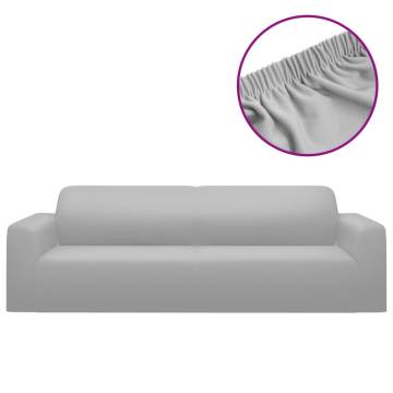 3-Seater Stretch Couch Slipcover - Grey Polyester Jersey