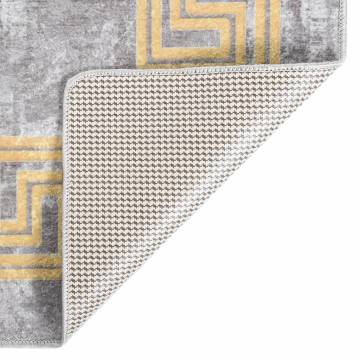 Washable Grey Rug 80x150 cm | Anti-Slip Design