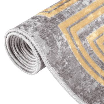 Washable Grey Rug 80x150 cm | Anti-Slip Design