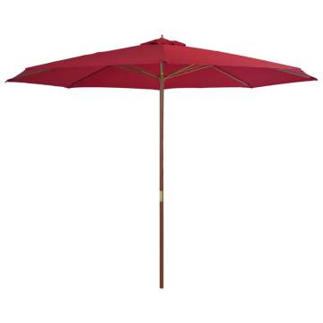 Outdoor Parasol with Wooden Pole 350 cm Burgundy | Hipo Market