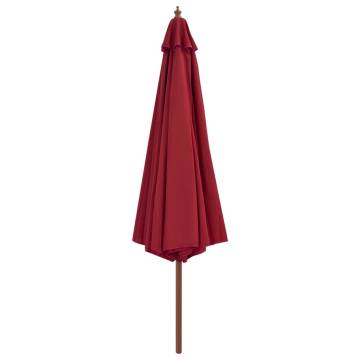 Outdoor Parasol with Wooden Pole 350 cm Burgundy | Hipo Market