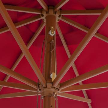 Outdoor Parasol with Wooden Pole 350 cm Burgundy | Hipo Market