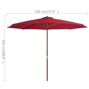 Outdoor Parasol with Wooden Pole 350 cm Burgundy | Hipo Market