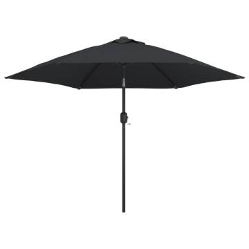 Outdoor Parasol 300 cm with Metal Pole - Black | Hipo Market