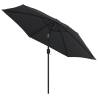 Outdoor Parasol 300 cm with Metal Pole - Black | Hipo Market