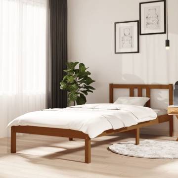 Honey Brown Solid Wood Bed Frame 90x200 cm - HipoMarket