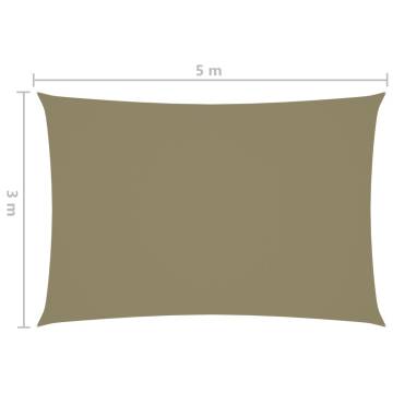 Sunshade Sail Oxford Fabric 3x5m Rectangular - Beige