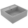 Luxury Matt Light Grey Square Basin - 41x41 cm Ceramic