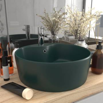 Luxury Matt Dark Green Wash Basin - 36x13 cm Ceramic