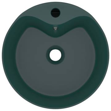 Luxury Matt Dark Green Wash Basin - 36x13 cm Ceramic