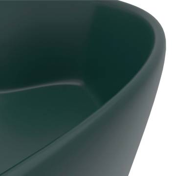 Luxury Matt Dark Green Wash Basin - 36x13 cm Ceramic