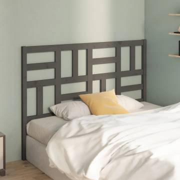 Stylish Grey Bed Headboard - Solid Pine Wood 126x4x104 cm