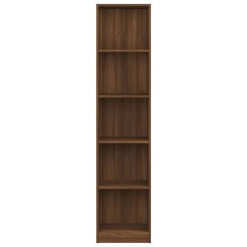 5-Tier Book Cabinet in Brown Oak - Stylish Storage Solution