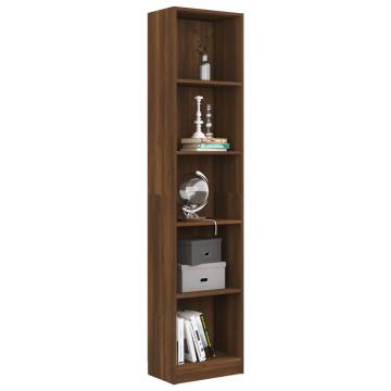 5-Tier Book Cabinet in Brown Oak - Stylish Storage Solution