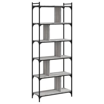 Stylish 6-Tier Grey Sonoma Bookcase - Perfect Storage Solution