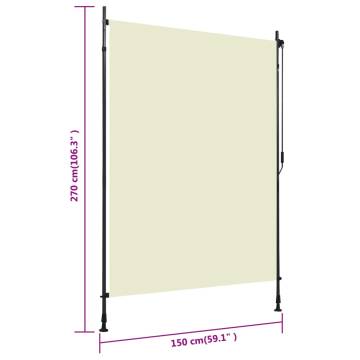 Outdoor Roller Blind 150x270 cm Cream - Privacy & Shade