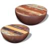 Two Piece Bowl Shaped Coffee Table Set Solid Reclaimed Wood Colour white Size 60 x 30 cm Quantity in Package 2 