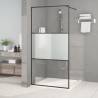 Walk-in Shower Wall Black 100x195 cm Half Frosted ESG Glass Colour black Size 100 x 195 cm Model half frosted 