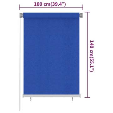 Outdoor Roller Blind 100x140 cm Blue - High-Quality UV Protection