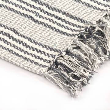 Cotton Striped Throw 220x250 cm - Grey & White | HipoMarket