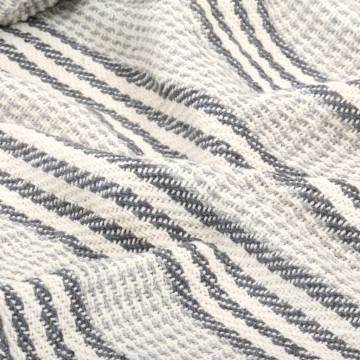 Cotton Striped Throw 220x250 cm - Grey & White | HipoMarket