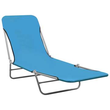 Folding Sun Loungers 2 pcs - Steel & Fabric Blue | Hipo Market