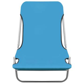 Folding Sun Loungers 2 pcs - Steel & Fabric Blue | Hipo Market