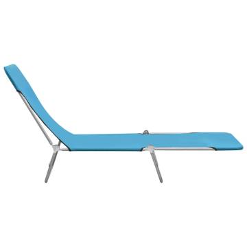 Folding Sun Loungers 2 pcs - Steel & Fabric Blue | Hipo Market