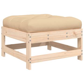 Garden Footstool with Cushion - Solid Pine Wood | HipoMarket