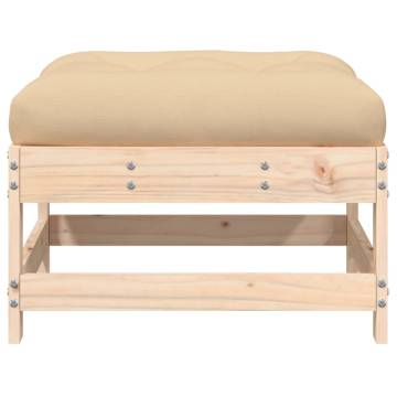 Garden Footstool with Cushion - Solid Pine Wood | HipoMarket