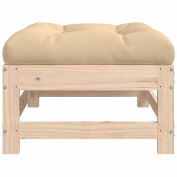 Garden Footstool with Cushion - Solid Pine Wood | HipoMarket