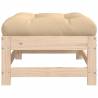 Garden Footstool with Cushion - Solid Pine Wood | HipoMarket