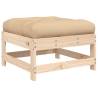 Garden Footstool with Cushion - Solid Pine Wood | HipoMarket