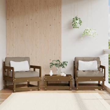 Garden Chairs with Cushions - 2 pcs Honey Brown Solid Wood Pine