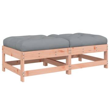 Garden Footstools with Cushions - Solid Douglas Wood 2pcs