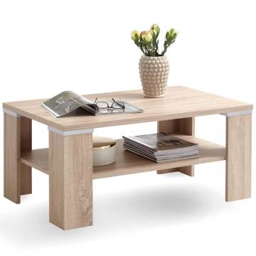 FMD Oak Coffee Table with Shelf - 100x60x46 cm | Hipomarket