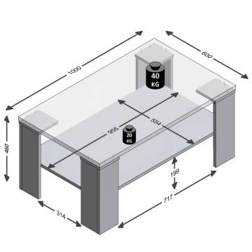 FMD Oak Coffee Table with Shelf - 100x60x46 cm | Hipomarket