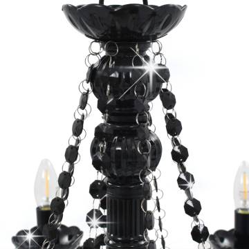 Chandelier with Beads - Black 8 x E14 Bulbs | Hipomarket