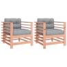 Garden Chairs with Cushions - Solid Douglas Wood (2 pcs)