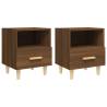 Elegant Brown Oak Bedside Cabinets - Set of 2