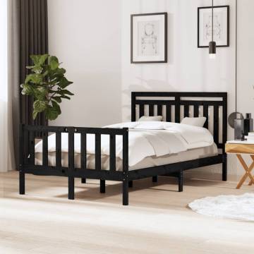 Black Bed Frame 120x190 cm Small Double - Solid Wood Design