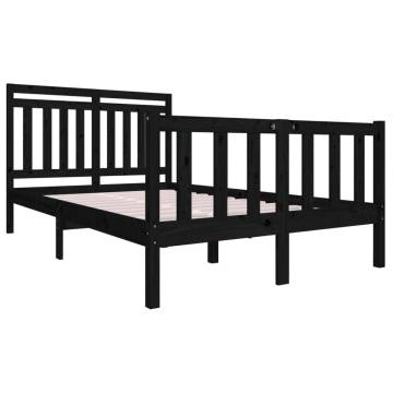 Black Bed Frame 120x190 cm Small Double - Solid Wood Design