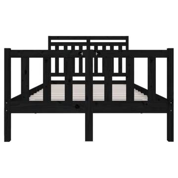 Black Bed Frame 120x190 cm Small Double - Solid Wood Design