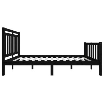 Black Bed Frame 120x190 cm Small Double - Solid Wood Design