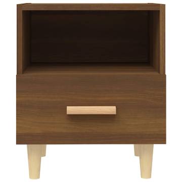 Elegant Brown Oak Bedside Cabinets - Set of 2