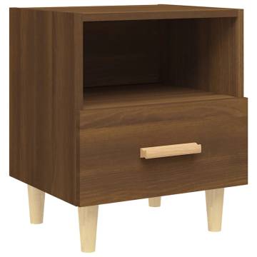 Elegant Brown Oak Bedside Cabinets - Set of 2